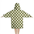 thumbnail image 2 of Olive Green and White Checkerboard Pattern Blanket Hoodies for Kids 6-13YR Oversize Wearable Blanket Hoodies for Boys Girls Teens, 2 of 7