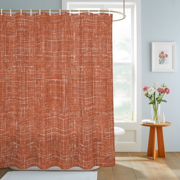 Burnt Orange Shower Curtain, Abstract Modern Farmhouse Solid Color Waterproof Washable Shower Curtain for Bathroom Bathtub Partition Bath Decoration Set with Hooks 36x78in