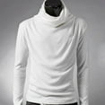 thumbnail image 4 of Chic Men Solid Color Heap Collar Long Sleeve Pullover Bottoming Top Slim T-shirt, 4 of 8