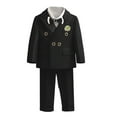 thumbnail image 3 of Toddler Boy Outfits Formal Suit Set with Blazer Shirt Pants Bow Tie and Boutonniere 5Pc Boys' Clothing Sets Black 5-6 Years, 3 of 6