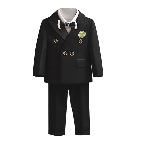 GUNIA Toddler Boy Suits Boys Wedding Outfit 2 Piece Toddlers Kids Soft Casual Wear Daily School Comfort Fit Boys Outfit Set Black 5-6 Years