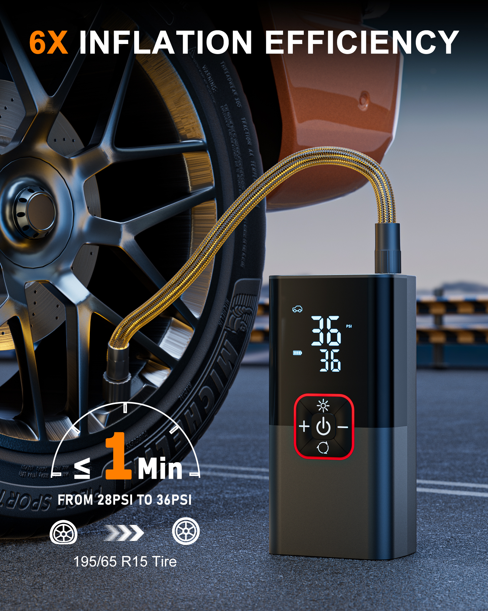 Olgeo Cordless Tire Inflator with Digital Gauge and LED Light photo 5