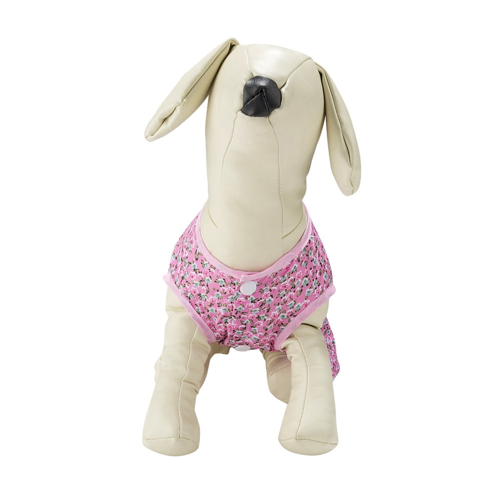 Pink Floral Dog Dress – Lightweight Everyday Outfit for Small Breed Dogs & Puppies – Multiple Sizes Available