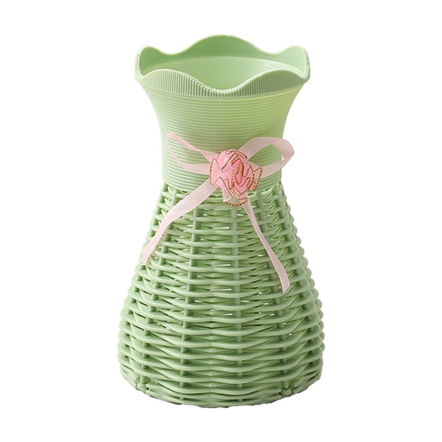 Jarrón decorativo de imitación de tejido para el hogar, bodas o decoración de mesa. Recipiente escultórico de plástico para arreglos florales frescos, artificiales o secos. Ideal para la