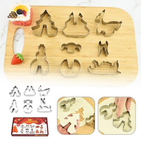 

EIALIVE Baking Mold Large 8 Piece Set Christmas Stainless Steel 3D Cookie Cookie Baking Tools