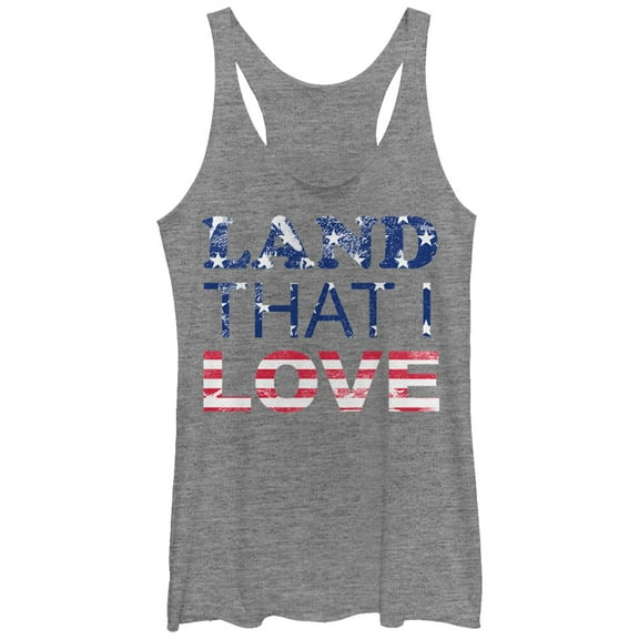 Women's Lost Gods Fourth of July  Land That I Love  Racerback Tank Top Gray Heather X Large