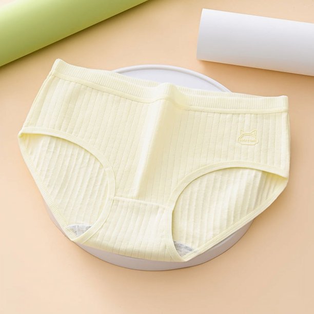 Ropa interior de mujer, bragas de estudiante de cintura media transpirables, lindas y simples, de color sólido para mujer