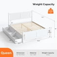thumbnail image 7 of Zimtown Queen Bed Frame,Solid Pine Wood Platform Bed Frame with 2 Drawers, Bedroom Bed with Headboard, White, 7 of 7