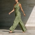 thumbnail image 5 of PBFRDSJ One Shoulder Jumpsuits for Women Sleeveless Tie Side Wide leg Jumpsuits Ruched Waist Summer Minimalist Flowy Romper, 5 of 9