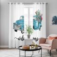 thumbnail image 4 of Summer Cactus Kitchen Curtains Window Panels, Country Blue Truck Botanical Tropical Plants Insulated Window Treatment Curtain, Grommet Curtains for Bedroom/Living Room/Bathroom, 2 Piece 42"Wx84"L, 4 of 8