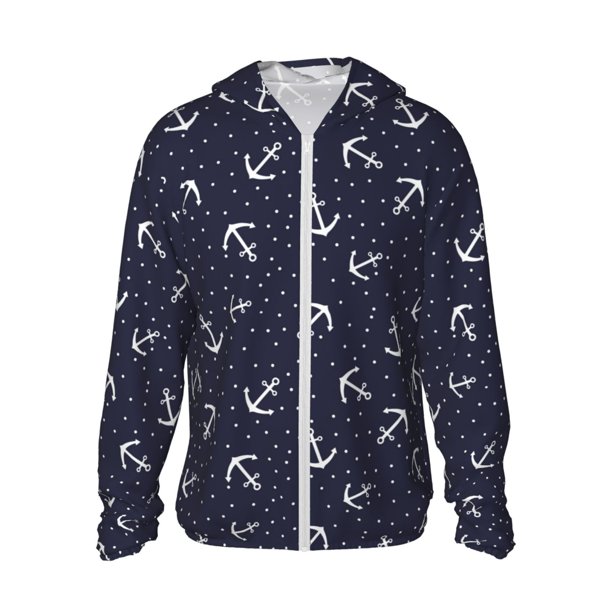 Fotbe Anchor Chaqueta con Protección Solar UPF 50+ para Hombre y Mujer, Camisa con Capucha y Bolsillos-Small