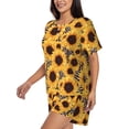 thumbnail image 2 of Haiem Artistic Zebra Print Sunflower Pattern Pajama Set for Women 2 Piece Lounge Set Short Sleeve Tops and Shorts Soft Sleepwear-Small, 2 of 7