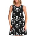 thumbnail image 1 of Easygdp Pirate skulls para Vestido Transpirable de Mujer, Vestido Suelto de Manga Corta con Pliegues y Bolsillos para el Verano, 1 of 7