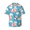 thumbnail image 2 of Lsque Panda Flying in the Sky print Men's Cuban Collar Short Sleeve Shirt Summer Beachwear Casual Button Down Fashionable Vacation Leisure Shirt-3X-Large, 2 of 7