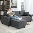 thumbnail image 2 of HOMCOM Causeuse Sectionnelle, Canapé d'Angle en Tissu Velours Côtelé, Gris Anthracite, 2 of 10