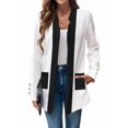 thumbnail image 2 of Long Sleeve - Collar Black and White Color Matching Jacket Outfit for Women Basic Fall Winter L, 2 of 9