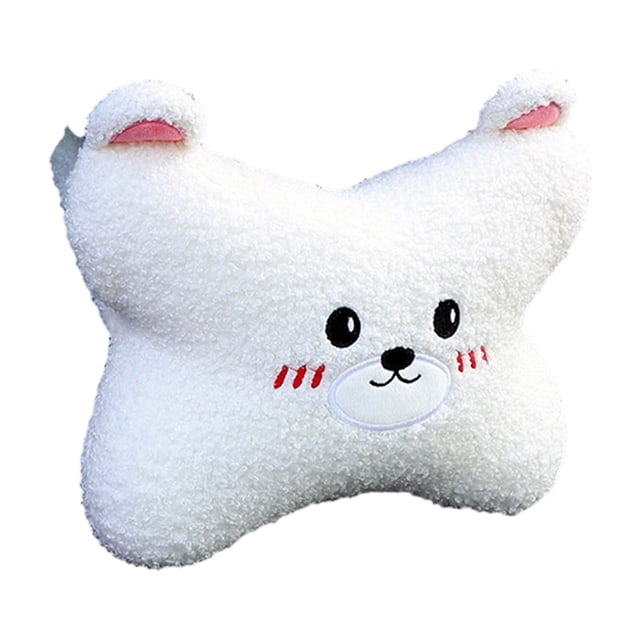 White Car Headrest Breathable Ventilation Universal Cute Design White For Neck Support And Comfort