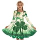 thumbnail image 3 of Vestido de manga larga con cuello redondo para niñas, vestido elástico de manga larga, corte A, estilo patinador con volantes, vestido de recital escolar, vestido de manga larga con cuello redondo par, 3 of 5