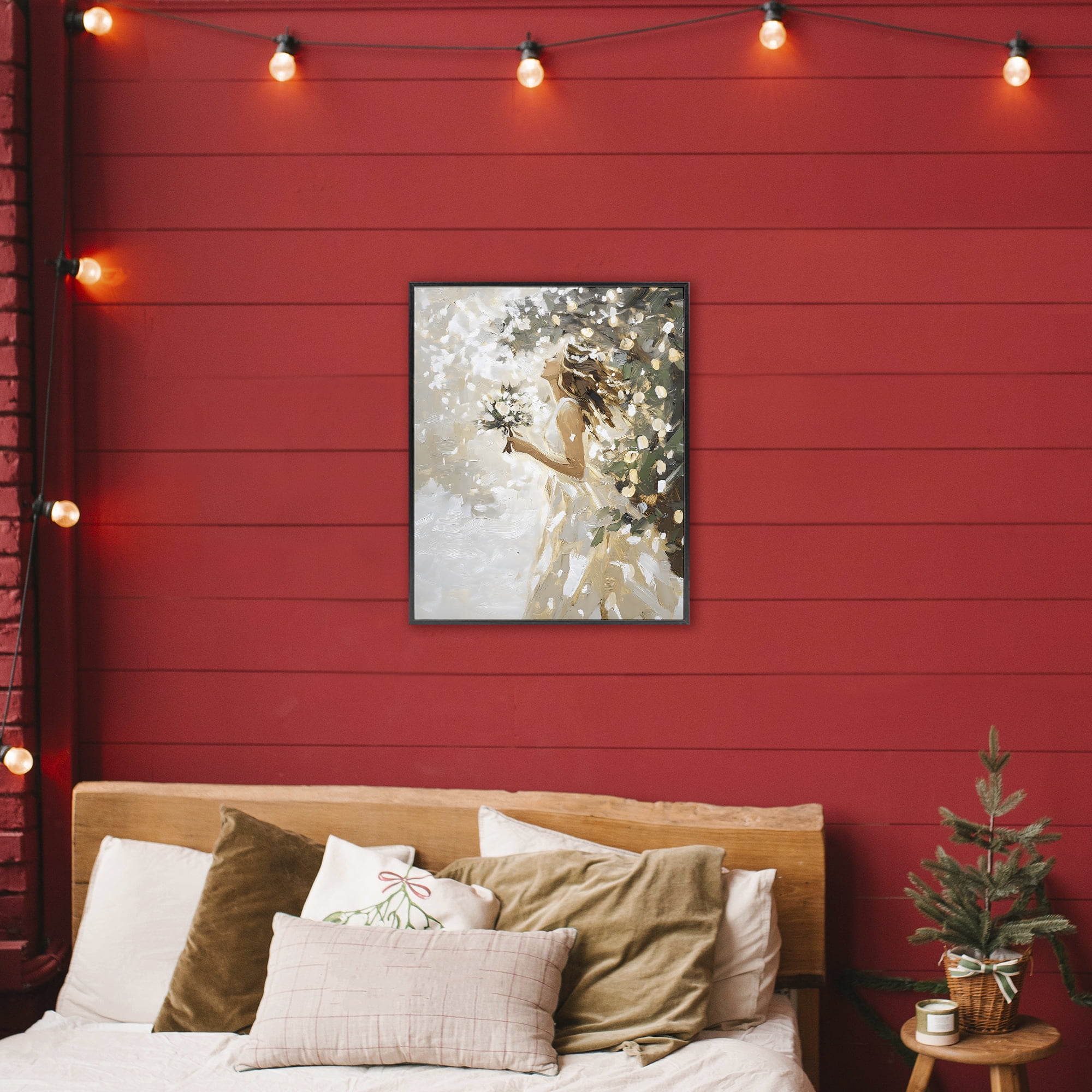 Soft White Snow Flurry Black Framed Giclee Art, design by LSR Design Studio