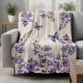 thumbnail image 2 of Purple Flowers Blanket Soft Cozy Warm Throw Blanket for Couch, Plush Fuzzy Flannel Fleece Blankets for Sofa, Butterfly Spring Floral Rustic Farmhouse Bed Blankets Lightweight Gifts for Women, 40"x60", 2 of 9