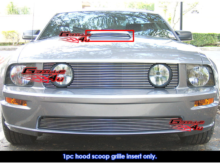 APS Compatible with 2005-2009 Ford Mustang GT V8 Lower Bumper Stainless Steel Black 8x6 Horizontal Billet Grille Insert F66014J
