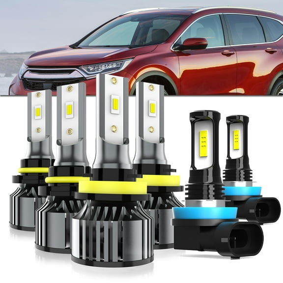LECCIBUB LED Headlight Bulbs Compatible With Honda CR-V 2015-2022,9005 High Beam   H11 Low Beam   H11 LED Fog Light Bulb,6500K White,Plug and Play,Pack of 6