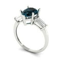 thumbnail image 2 of Clara Pucci 14K White Gold Solid Gold LondonBlueTopaz Three-Stone Anniversary Ring for Women - 2.5 cttw Pear Cut, 2 of 7
