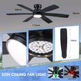 thumbnail image 3 of Ventilador de techo Kviflon 132 cm con mando a distancia para luces, color negro, 3 of 9