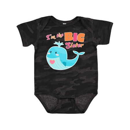 

Inktastic I m the Big Sister- cute whale with heart Gift Baby Girl Bodysuit