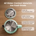 thumbnail image 7 of Mecity Retro Electric Kettle, 1.7L Hot Water Boiler with Thermometer, Stainless Steel Interior, 1500W Fast Boil Tea Kettle, Double Wall Cool Touch, Wide Mouth, Green, 7 of 7