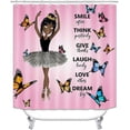 thumbnail image 2 of Juego de 4 cortinas de ducha afroamericanas con diseño de rosas en azul real, decoración de baño con diseño de mariposas florales, mujer afroamericana, niña negra, cortina de ducha de tela, 2 of 7
