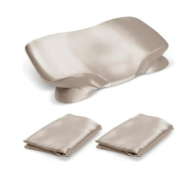 2 Pack Satin Pillowcase for Zelimun Cervical Pillow, Contour Pillow Case Cover, Soft and Smooth Pillowcase Cover with Zipper (Champange)