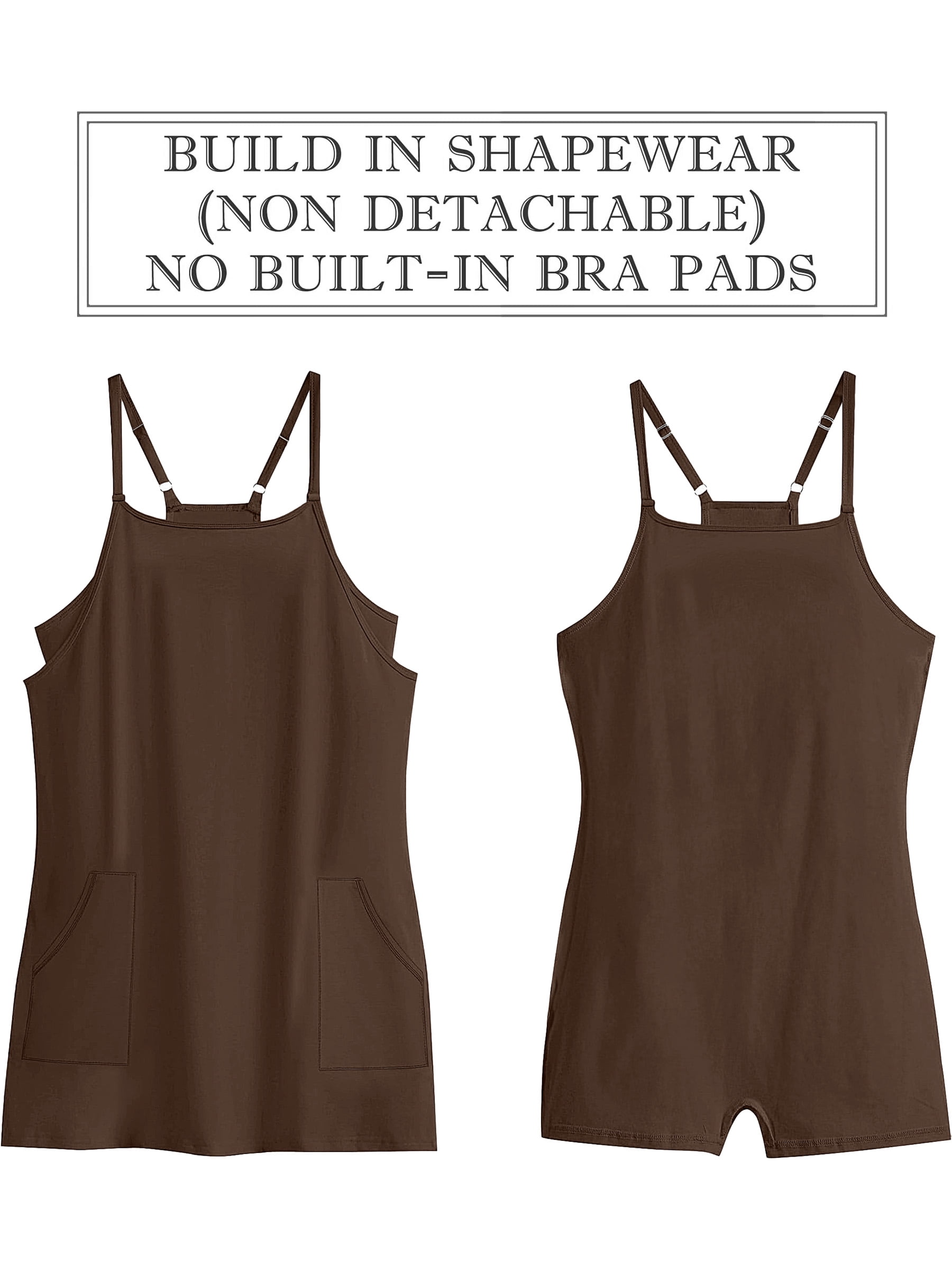 ANRABESS Women's Athletic Dress with Built in Shorts Spaghetti Strap Mini Romper Dress with Pockets, Summer Tennis Workout Dress