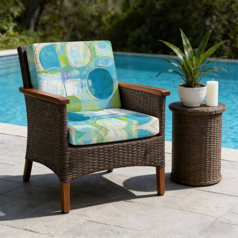 Blue Gradient Color Block Outdoor Seat Cushion Covers Set of 2 ...