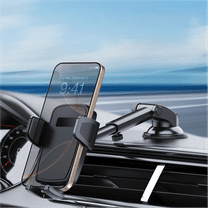 Behome Car Phone Holder, Car Mount Phone Holder with Strongest Suction & Rotatable & Adjustable Length, for Center Console, Windshield, All Smartphones, Black