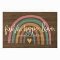 thumbnail image 3 of Personalized Planet 27x18 Faith Hope Love Boho Rainbow Uplifting Doormat with Custom Family Name Printed on Brown Rectangular 1/8” Thick Non Slip Mat for Kitchen Hallway Deck or Porch, 3 of 6