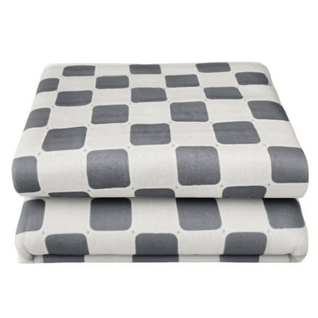 Heated Blanket for Adult, USB Rechargeable Checkerboard Grid Soft Plush Winter Blanket, Plaid Grey, 36V