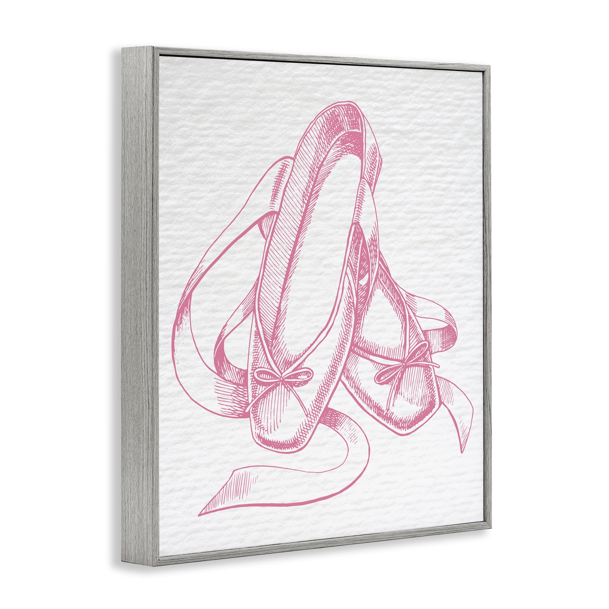 Stupell Industries Pink Ballet Slippers Sports Painting Gray Framed Art Print Wall Art, 24 x 30