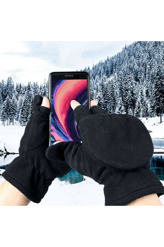 1 Pair Warm Gloves Good Fluffy Delicate Fleece Covered Winter Flip Top Mittens for Photographing