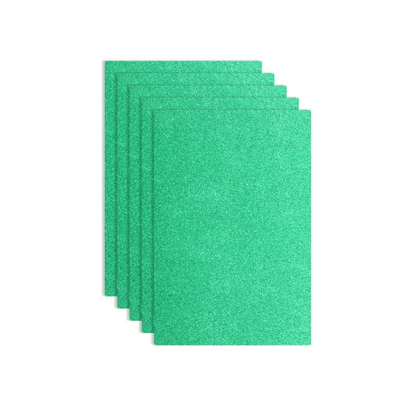 5 Pack Dark Green Glitters Foam Sheets, 8 x 12 Inch Self-Adhesive Sparkle EVA Foam Sheets for Crafting(1.5mm Thick)
