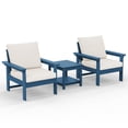 thumbnail image 3 of JUSTLET 3 Pieces HDPE Patio Furniture Set, Outdoor Patio Conversation Sets with Thick Cushion, 2 Armchair, 1 Side Table for Balcony, Backyard, Poolside, Porch, Navy Frame with Khaki Cushion, 3 of 8
