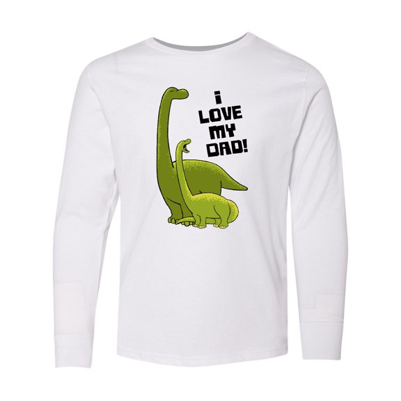 Inktastic I Love my Dad with Baby and Daddy Brontosauruses Long Sleeve Youth T-Shirt