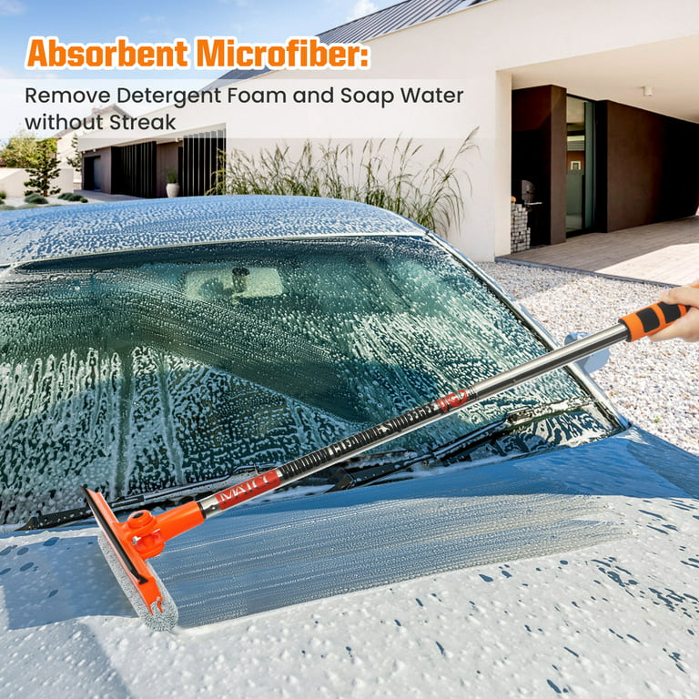 Window Cleaning Tool Combo Car Wash- Squeegee Blades& Microfiber Window  Scrubber (Window Cleaning Head)