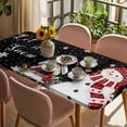 thumbnail image 3 of Black Snowman Christmas Table Cloths for 6 Foot Rectangle Tables, Xmas Snowflake Birds Berry Winter Patio Waterproof Elastic Fitted Tablecloths, Washable Rectangular Table Cover for Camping, 3 of 8