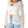 thumbnail image 4 of Celebrity Pink Women's Long Tie Front Crochet Cardigan, Sizes XS-XXXL, 4 of 7