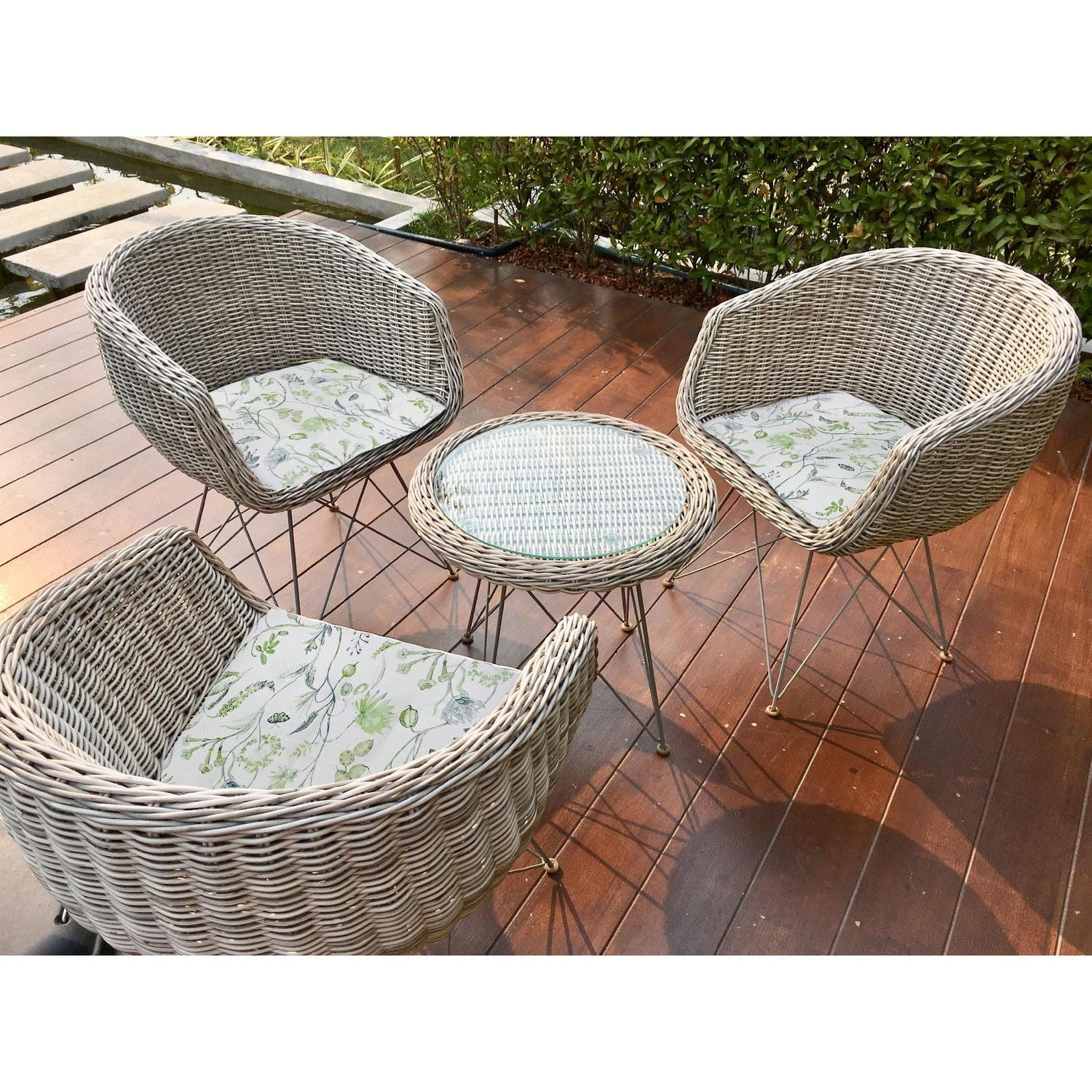 April Outdoor Tufted Chaid Pad Praire 16 X 16 - Ensemble De 2