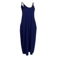 thumbnail image 1 of MERIGLARE Robe Longue Décontractée Sans Manches Épaules Dénudées avec Poche Bleu S, 1 of 9