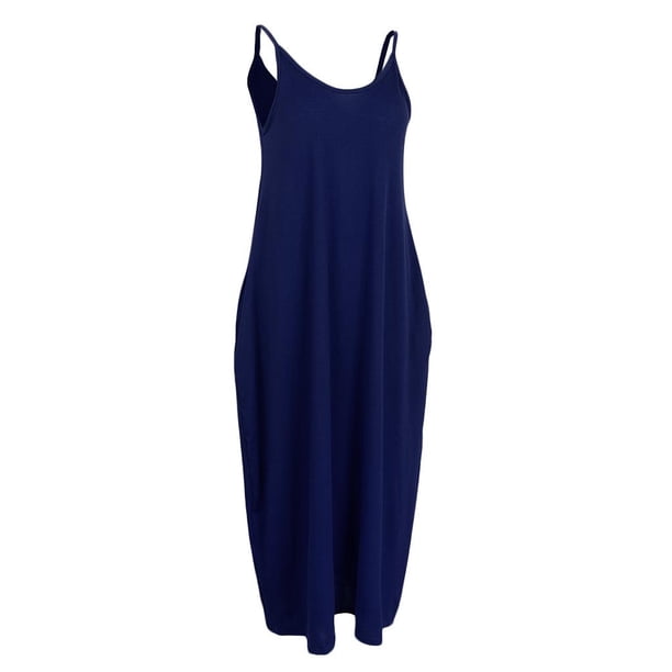 Maxi Sin Bolsillos Tank Top Playa Cuello En V Mujeres Azul S