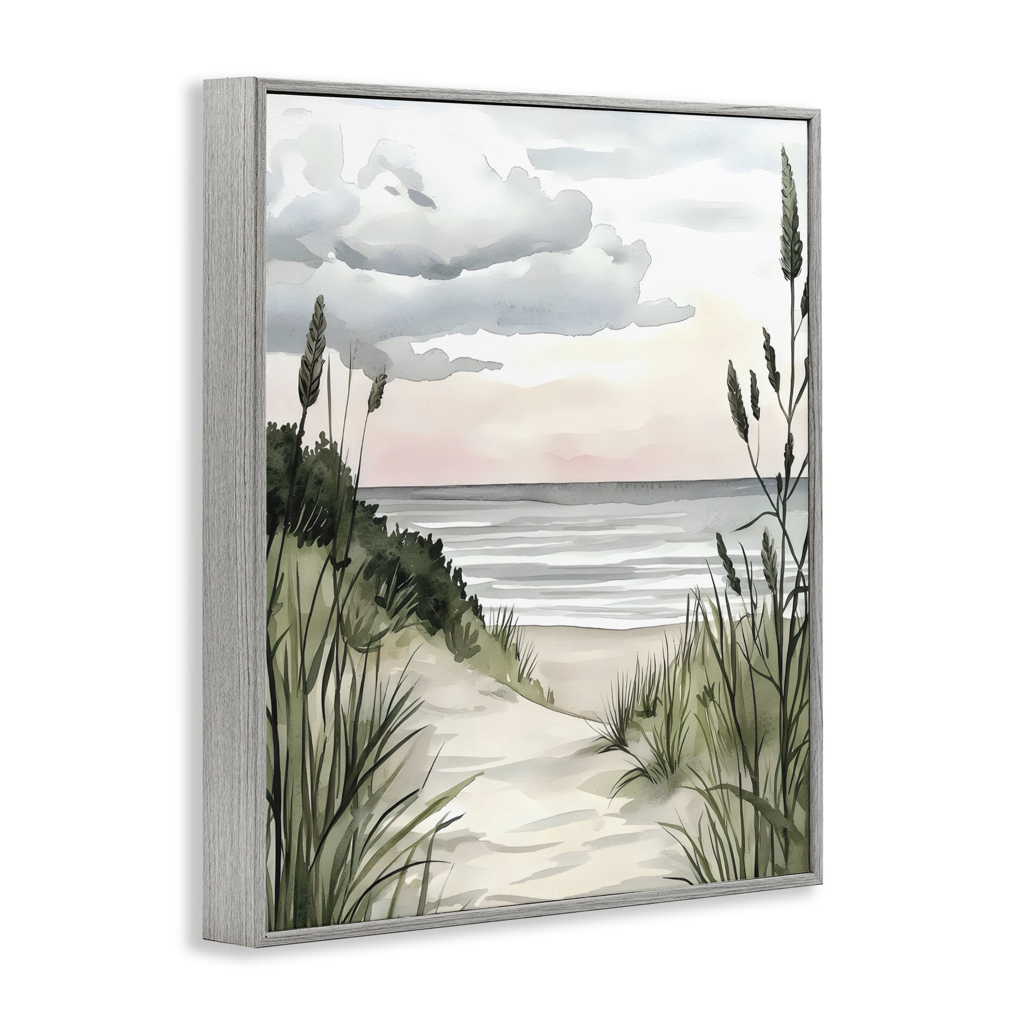 Stupell Industries Coastal Calm Seaside Dunes Gray Framed Giclee Art, design by Riley B