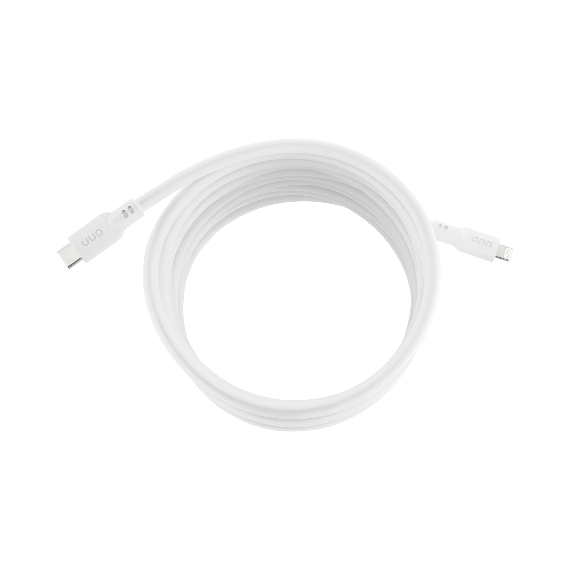 (5 pack) onn 10ft Lightning to USB-C Charging Cable, MFI Certified, Fast Charging - White